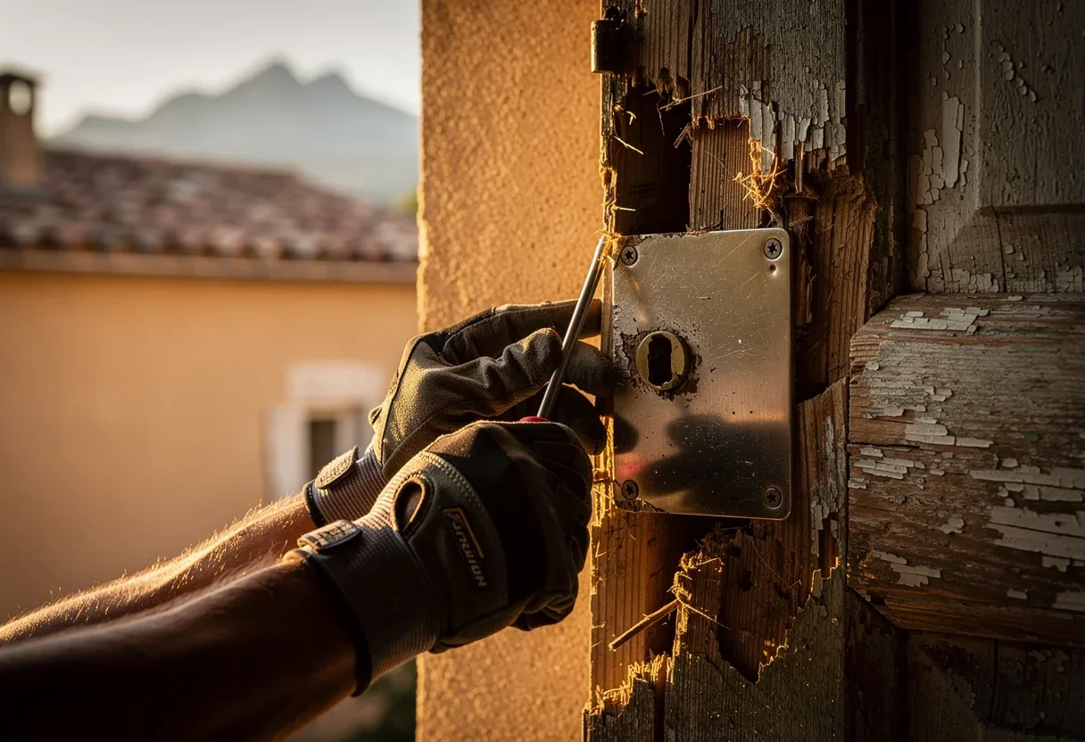Mise en sécurité d'une porte après effraction à Bages